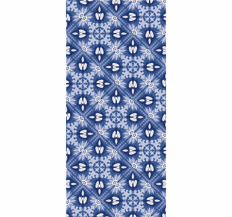 Blue wallpaper in blue ornamental design - TenStickers