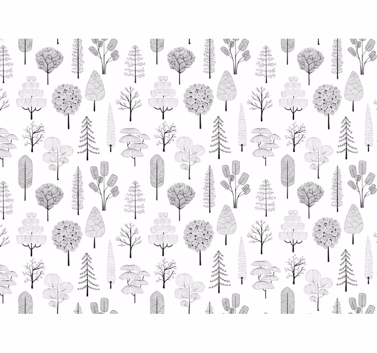 White wallpaper with tree design - TenStickers