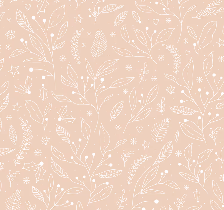 Beige wallpaper with christmas botanicals - TenStickers