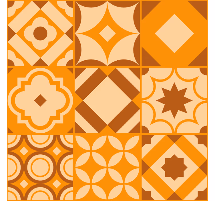 Orange wallpaper with rustic tile design - TenStickers