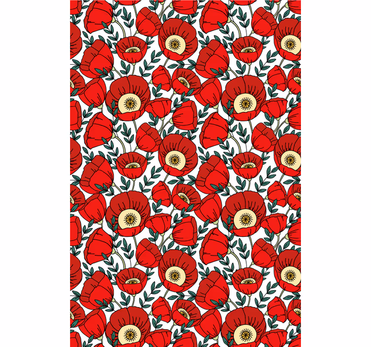 Red wallpaper classic red poppies design - TenStickers