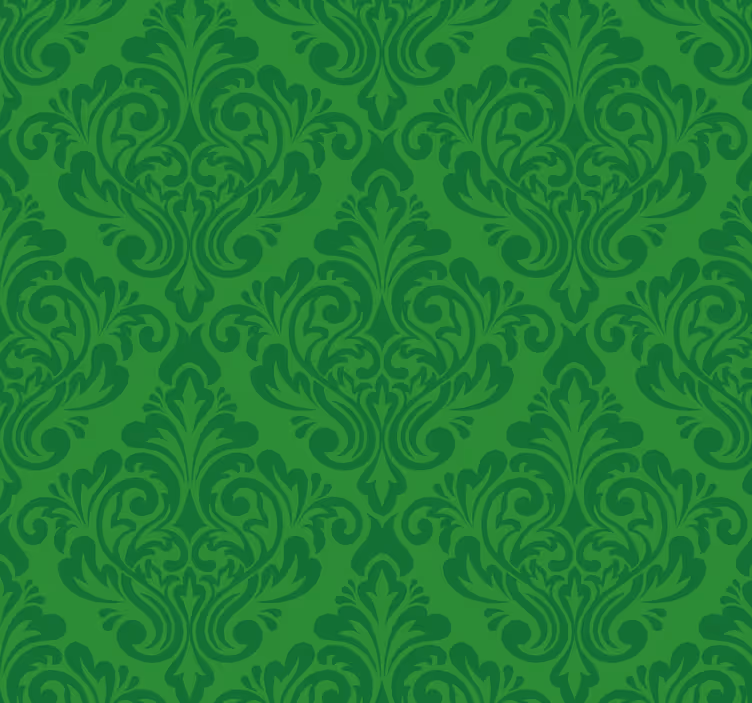 Green wallpaper floral damask design - TenStickers