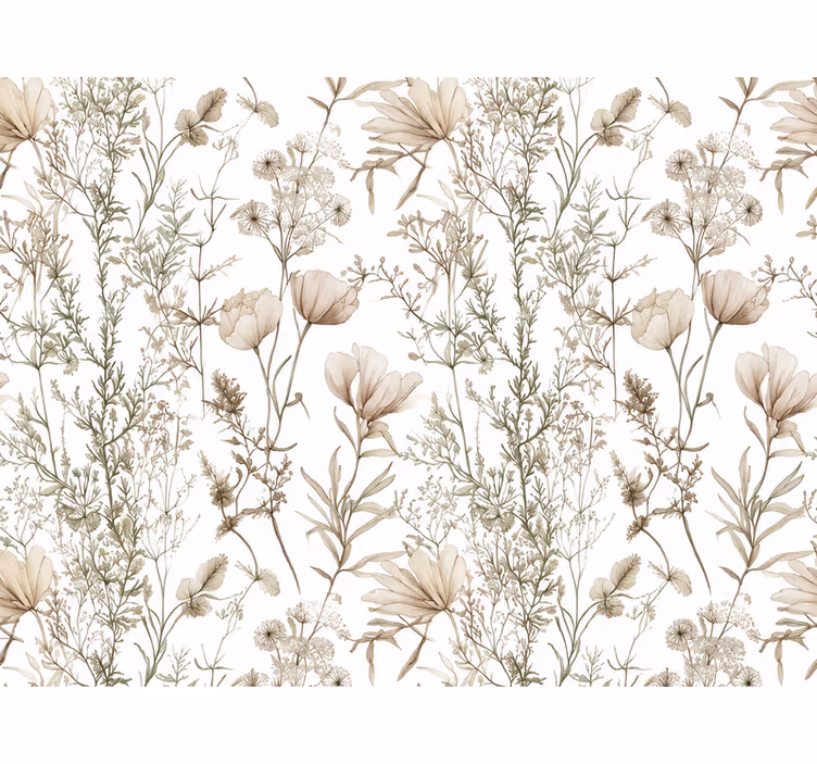 Leaf wallpaper delicate floral arrangement - TenStickers