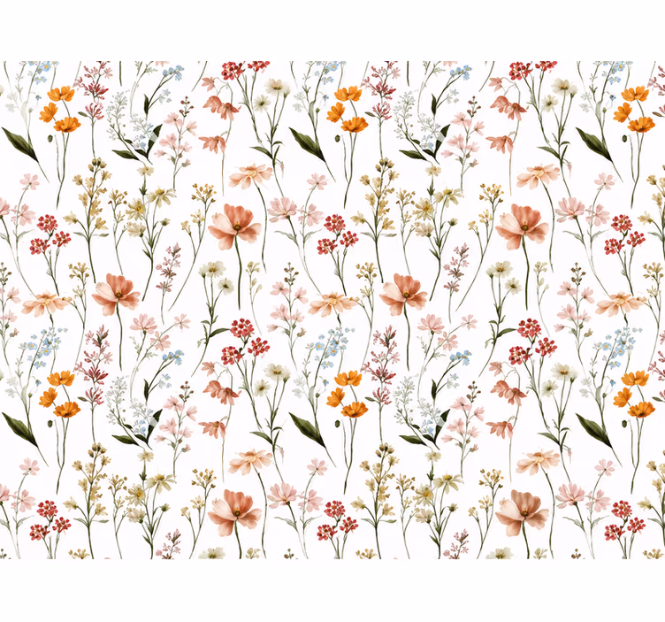 Leaf wallpaper with vibrant floral designs - TenStickers