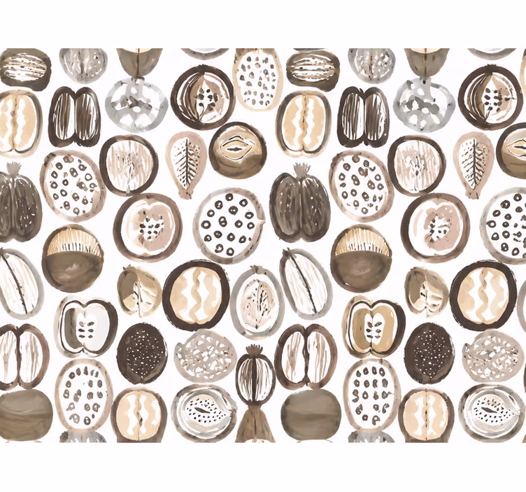Kitchen wallpaper with brown fruit pattern - TenStickers