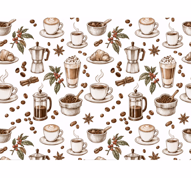 Kitchen wallpaper coffee varieties - TenStickers