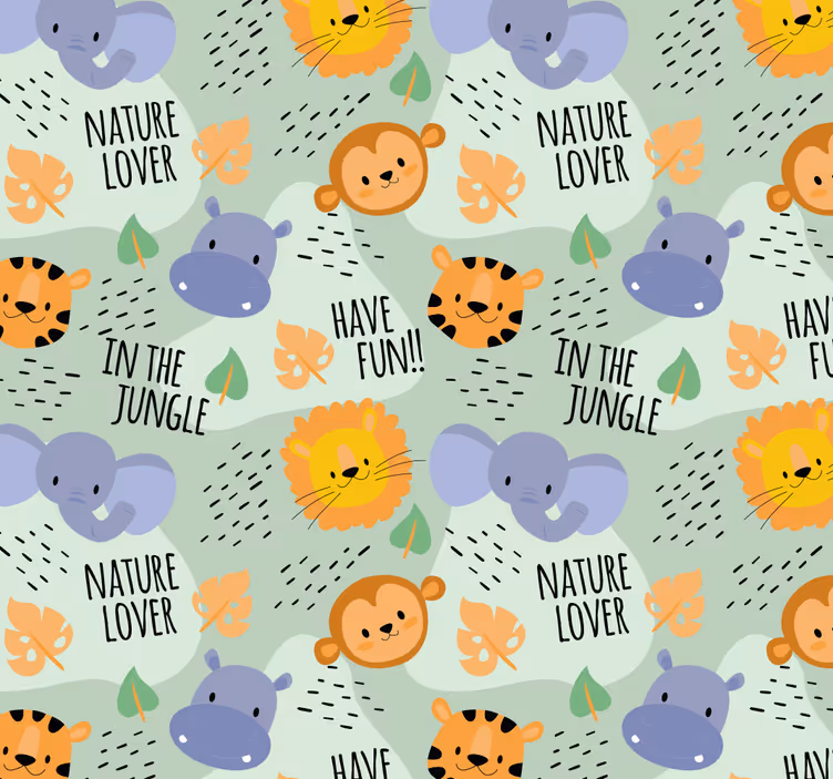 Jungle baby pattern animal wallpaper - TenStickers