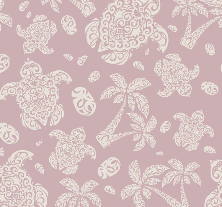 Turtles and Palms animal wallpaper - TenStickers