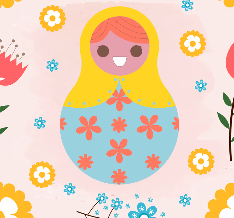 Colorful russian dolls kids wallpaper - TenStickers