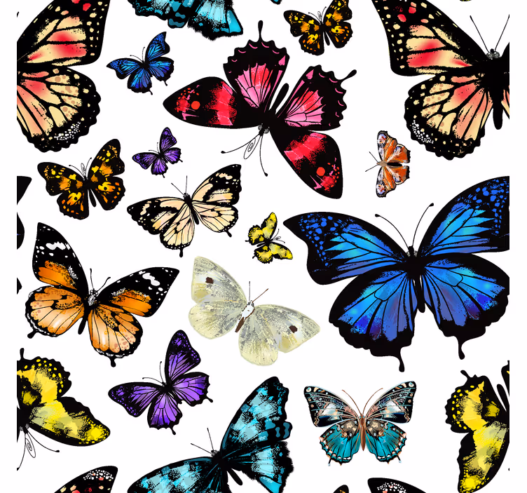Butterfly wallpaper with colorful flying design - TenStickers