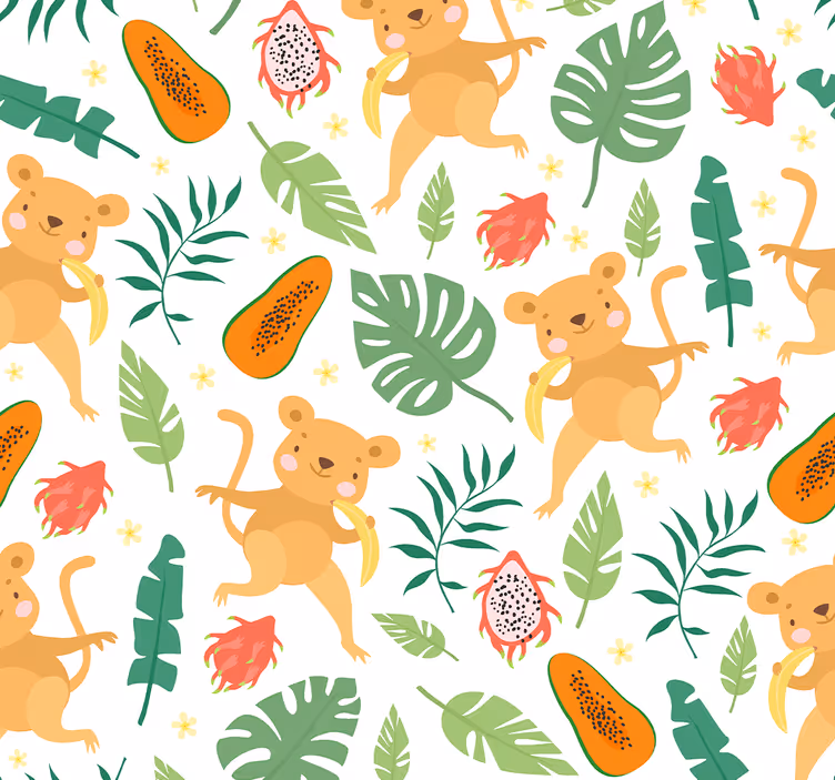 Monkey jungle motif animal wallpaper - TenStickers