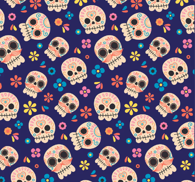 Colorful Skull Pattern halloween wallpaper - TenStickers