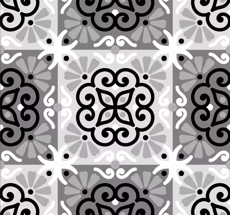 Tile wallpaper with ornate tile design - TenStickers
