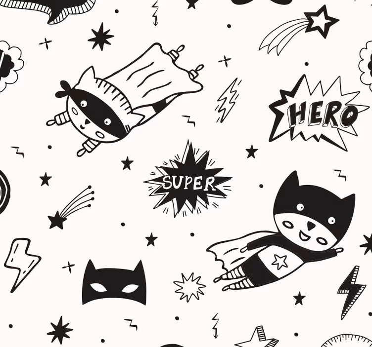 Superhero Comic Patterns Children's Wallpaper - TenStickers