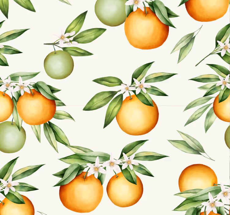 Citrus Fruit Motif dining room wallpaper - TenStickers