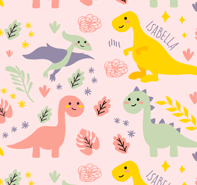 Playful dinosaur theme nursery wallpaper - TenStickers