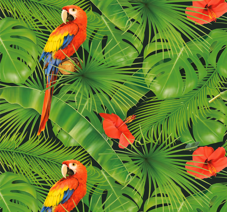 Tropical Parrot Scene parrots wallpaper - TenStickers