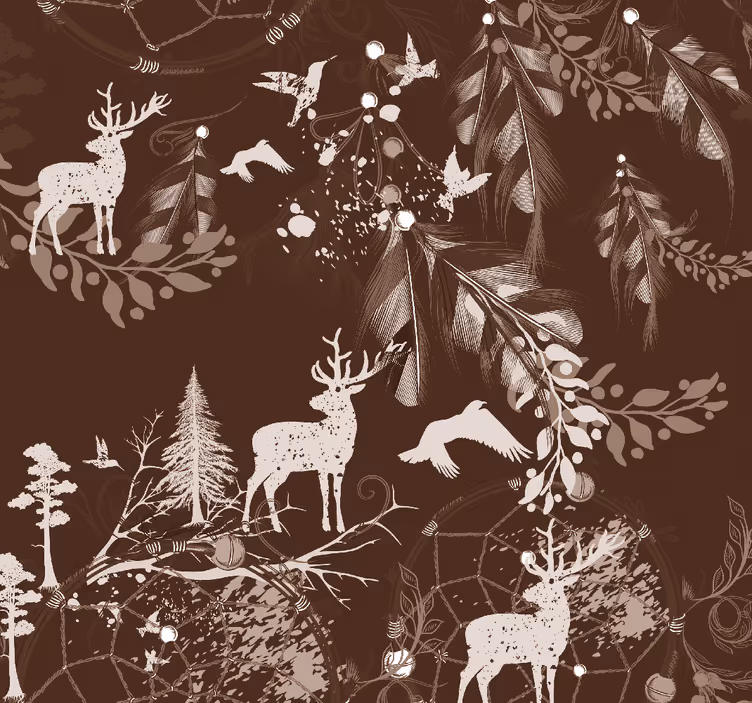 Decorative deer Animal Wallpaper - TenStickers