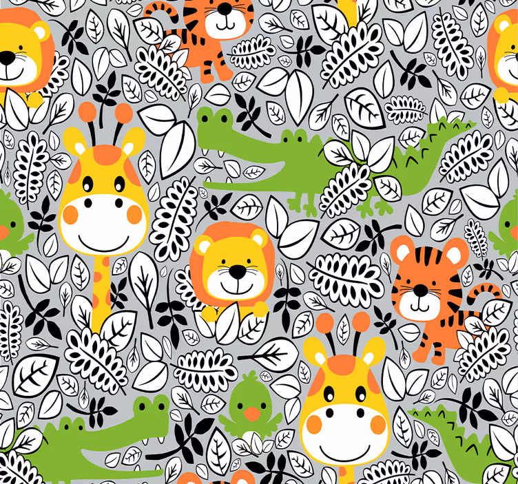 Safari Creature Enjoyment animal wallpaper - TenStickers