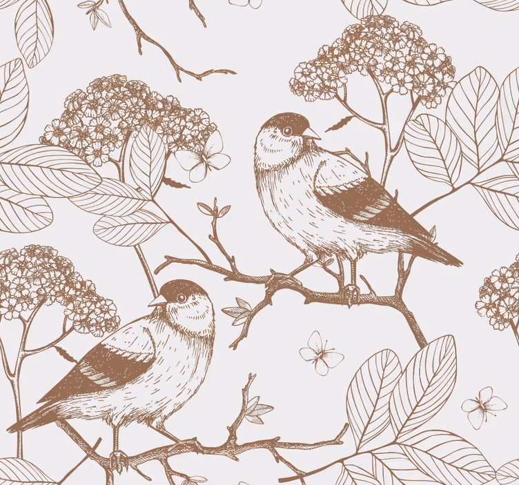 Avian Twigs Decor birds wallpaper - TenStickers