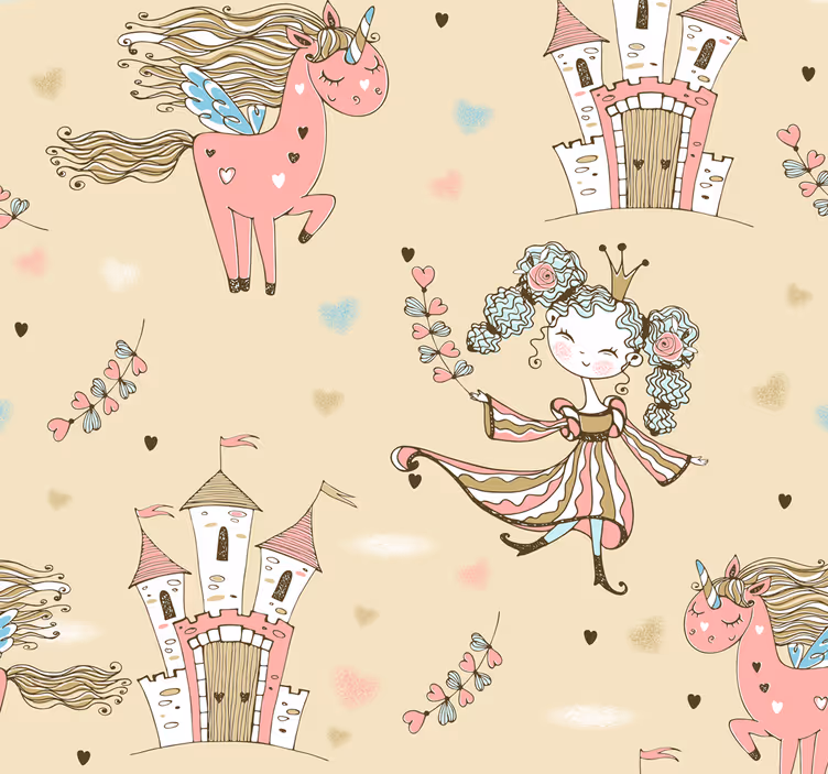Fairytale Unicorns kids wallpaper - TenStickers