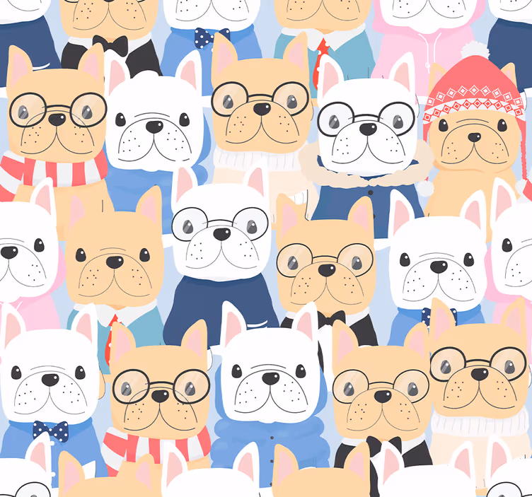 Bulldog Puppies dog wallpaper - TenStickers