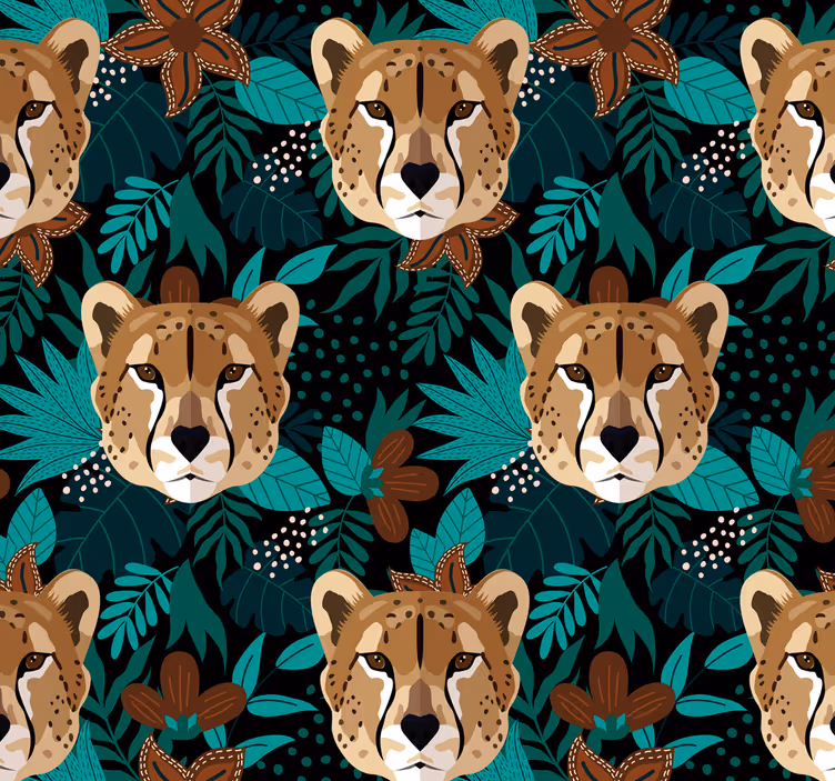 Jungle Cheetah Pattern animal wallpaper - TenStickers