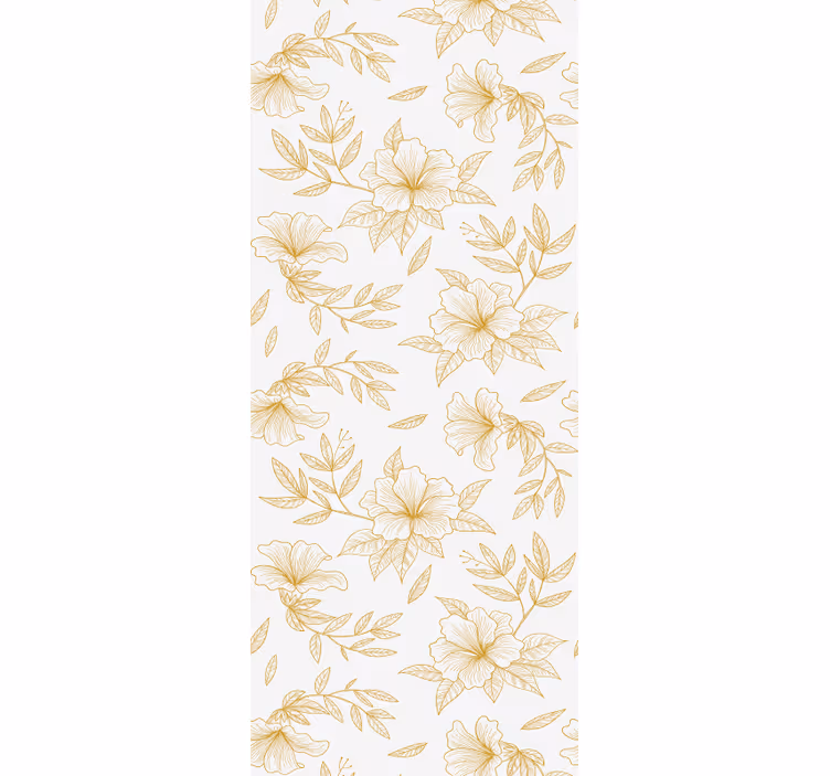 Golden Botanical Grace floral wallpaper - TenStickers