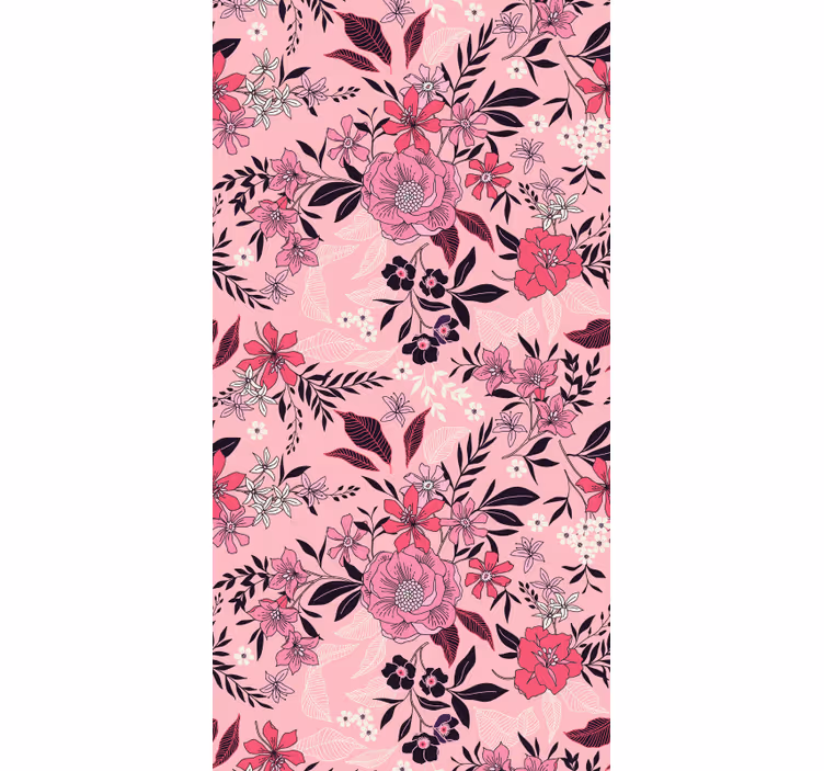 Trendy pink floral pattern flower wallpaper - TenStickers