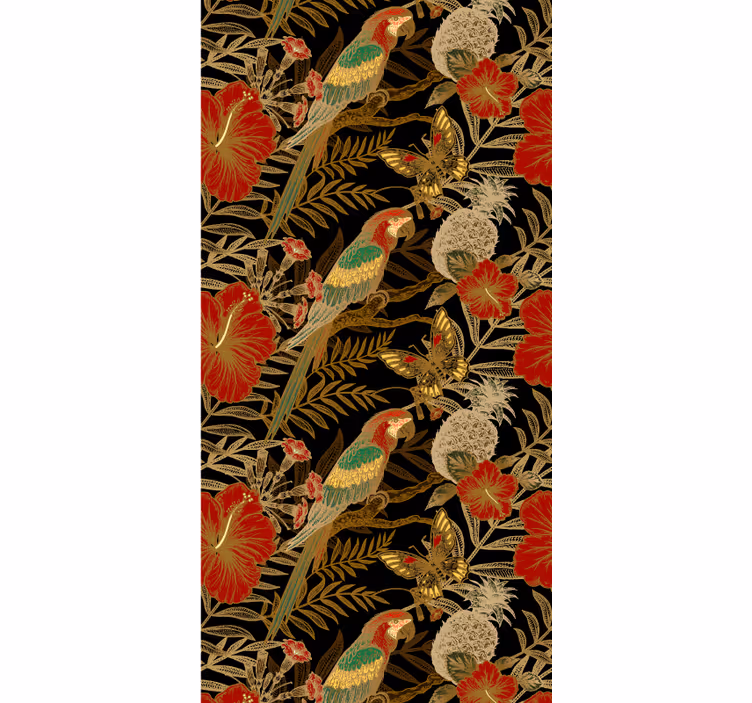 Tropical Parrot Motif parrots wallpaper - TenStickers