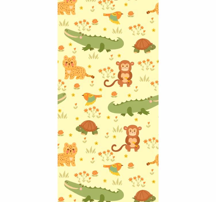 Monkey and bird jungle wallpaper - TenStickers
