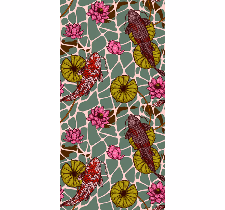 Koi Pond Motif fish wallpaper - TenStickers