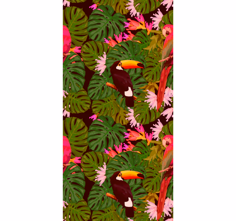 Tropical Toucan Motif jungle wallpaper - TenStickers