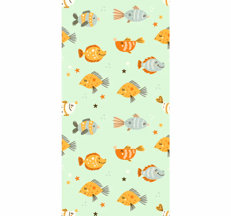 Aquatic Friends Pattern fish wallpaper - TenStickers