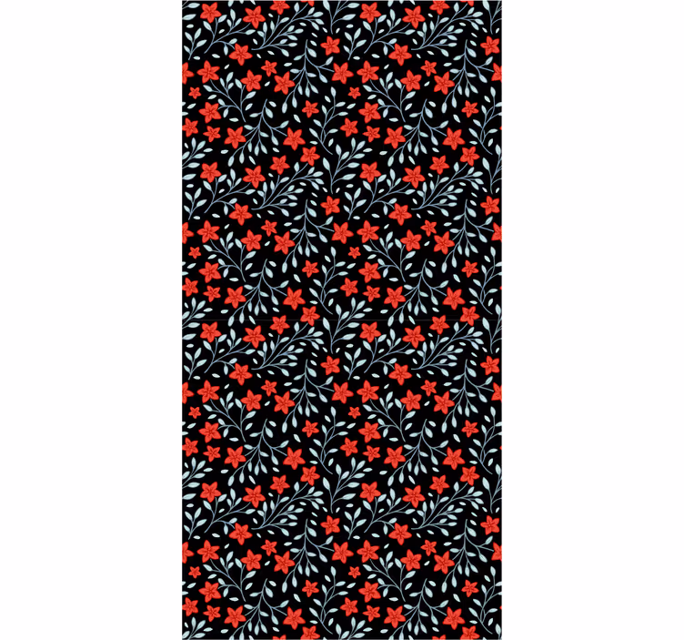 Red and black floral pattern wallpaper - TenStickers