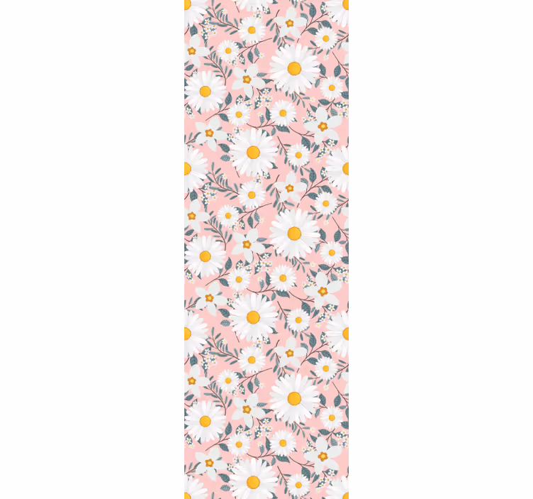 Pink background daisy flowers Flower Wallpaper - TenStickers