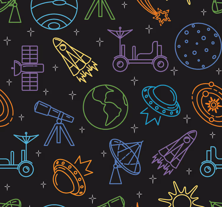 Celestial exploration kids wallpaper - TenStickers