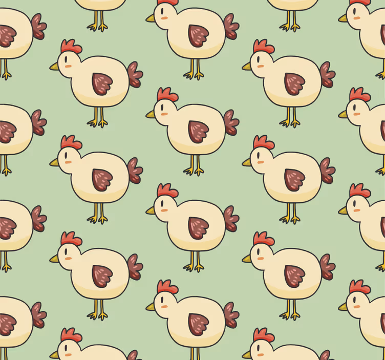 Hand drawn rooster pattern wallpaper - TenStickers