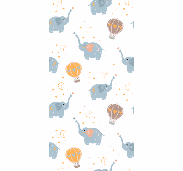 Elephant Balloon Dance nursery wallpaper - TenStickers
