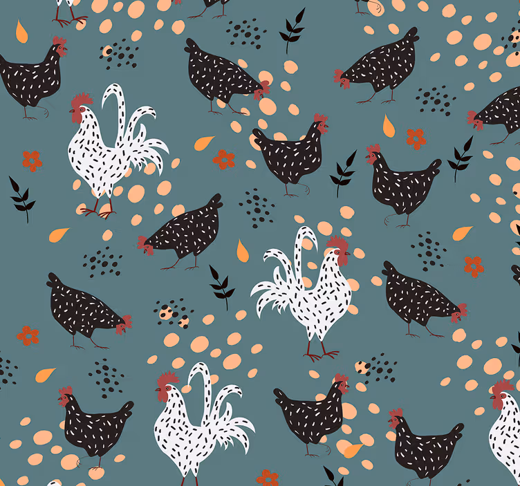 Charming Hen Motif animal wallpaper - TenStickers
