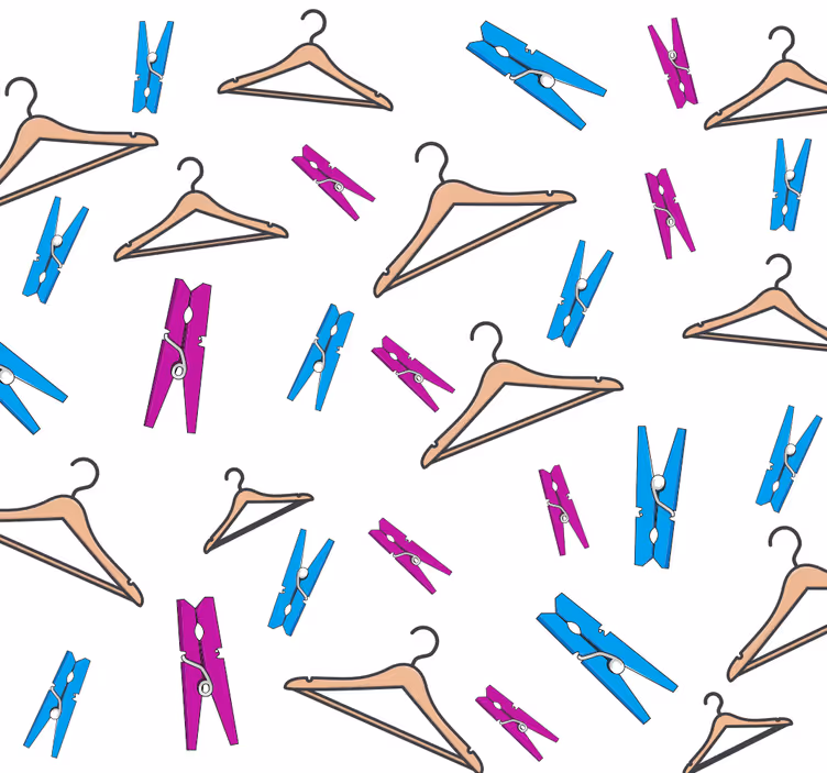Laundry hangers and pegs wallpaper - TenStickers