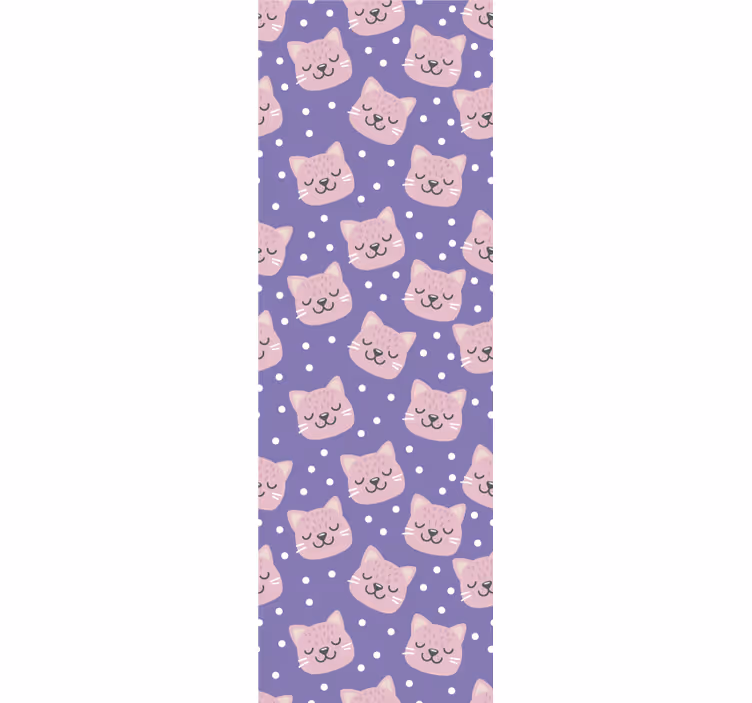 Polka Cat Pattern nursery wallpaper - TenStickers