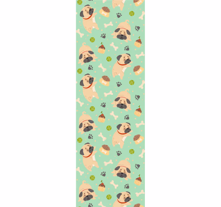 Pug Pattern Play dog wallpaper - TenStickers