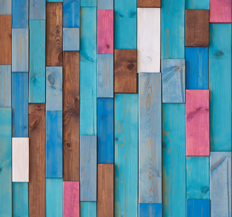 Multicoloured Wooden Planks Wallpaper - TenStickers