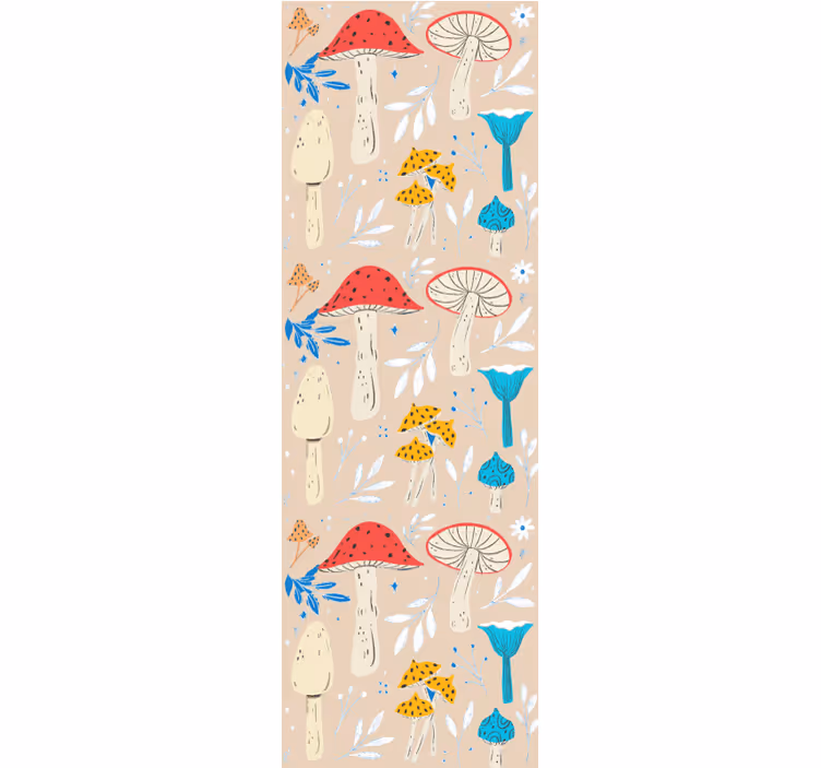 Red mushrooms beige background Flower Wallpaper - TenStickers