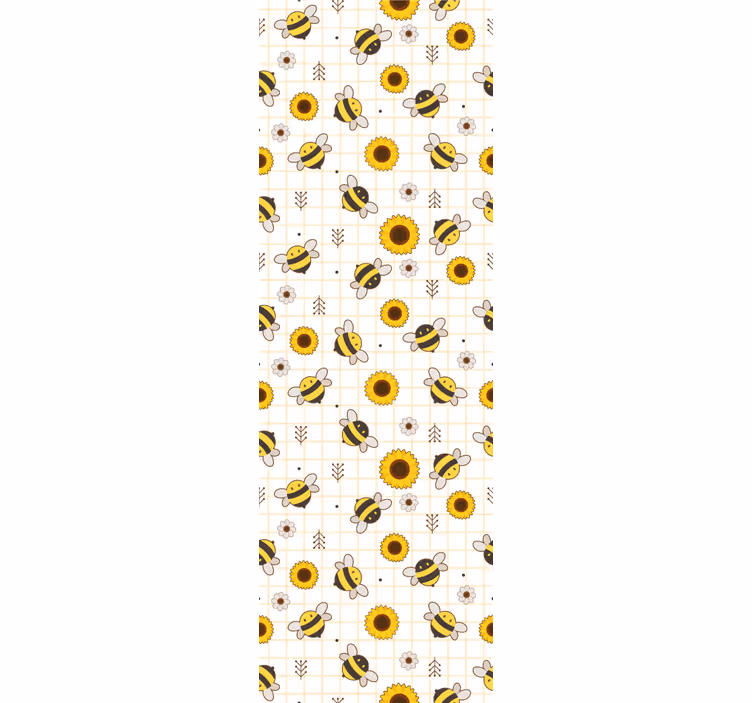 Cute bee and sunflower Flowery Wallpaper - TenStickers