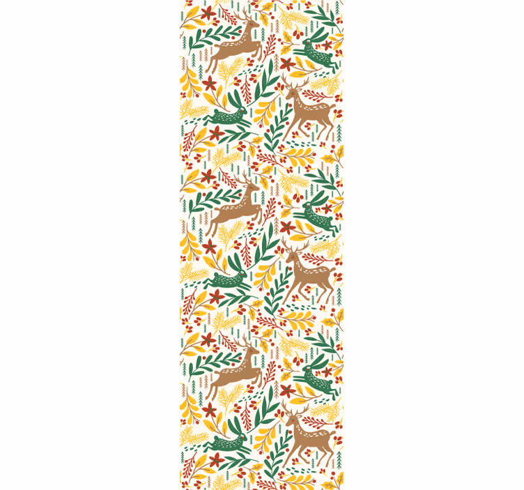 Gray deer pattern and yellow Flower Wallpaper - TenStickers