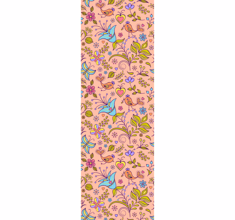 Floral with birds and butterflies wallpaper - TenStickers
