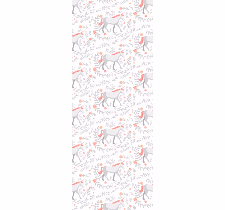 Unicorn pattern with leaves Childrens Wallpaper - TenStickers