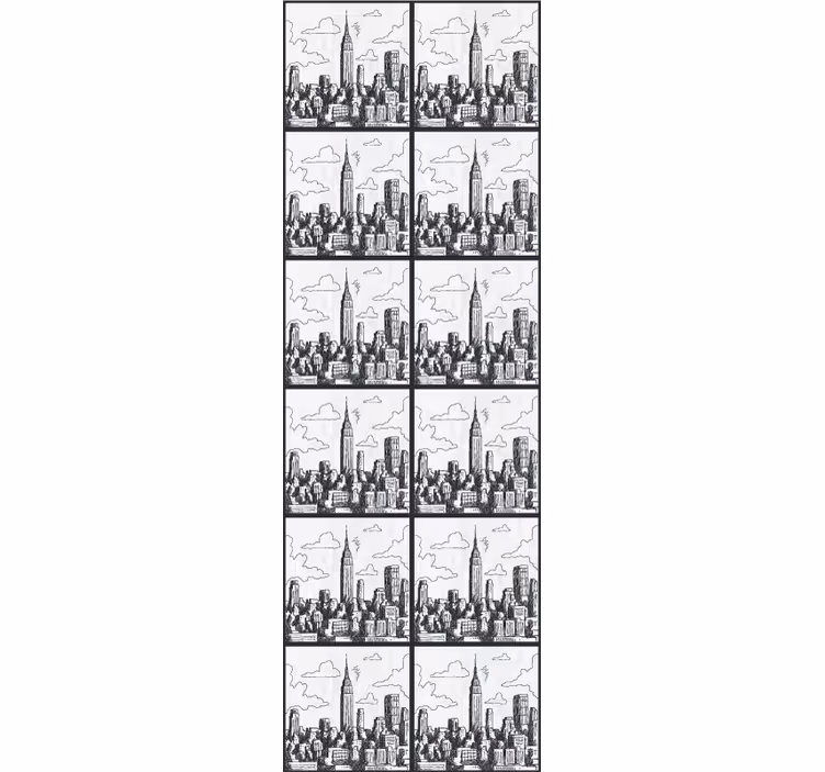 Urban Skyline Sketch city wallpaper - TenStickers